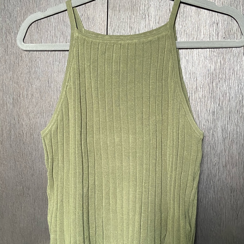 Olive green ribbed tank top